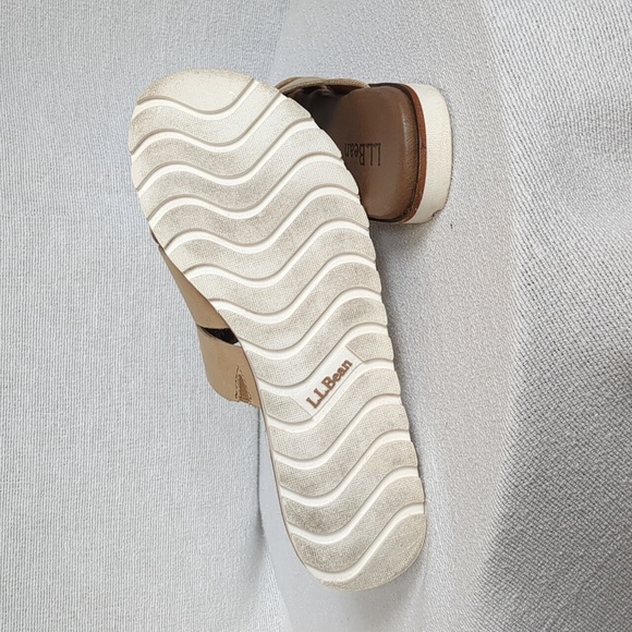 LL Bean Women's Lakewashed slides Newbuck Tan Leather Size 6 EUC - Picture 3 of 8